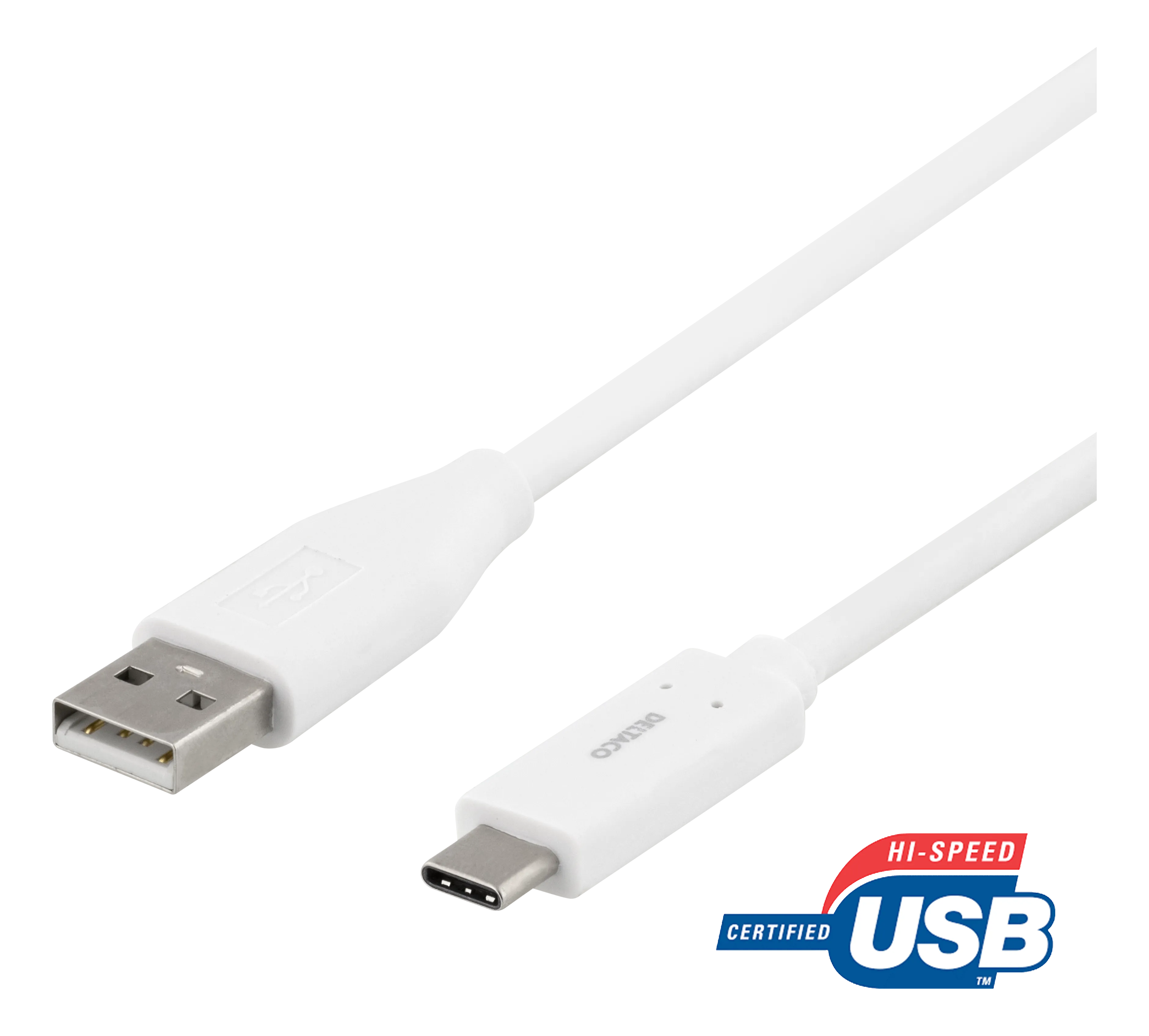 DELTACO USB-A to USB-C cable, 1m, white