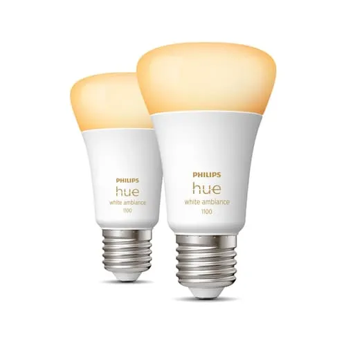 Philips Hue White Ambiance A60 – E27 Smart Ljuskälla – 1100 (2-pack)