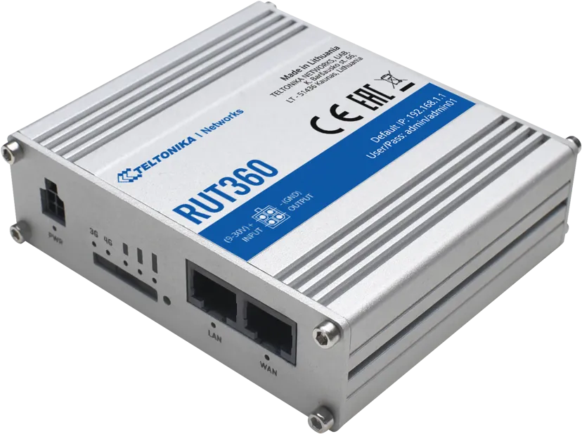 Teltonika RUT360 4G (LTE) – Cat 6 up to 300 Mbps, 3G – Up to 42 Mbps